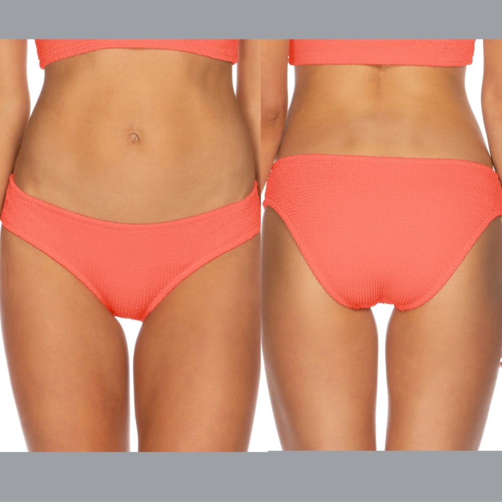 NEW $64 Isabella Rose Pucker Up Seersucker Bikini Bottoms Coral [SZ‎ Large ]